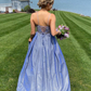 Blue sweetheart neck lace long prom dress lace blue bridesmaid dress    cg22170