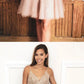 Pink satin short dress, pink homecoming dress  cg2230