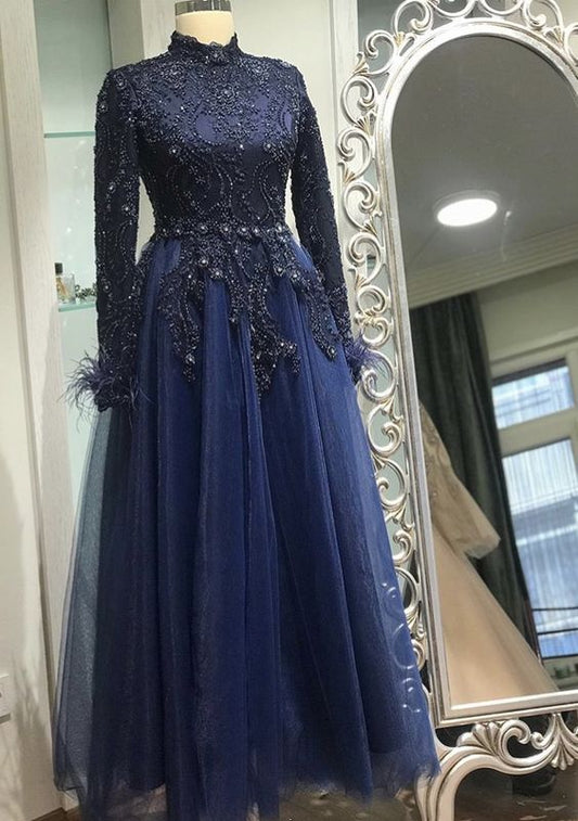 navy blue long prom dress, evening dress    cg22301