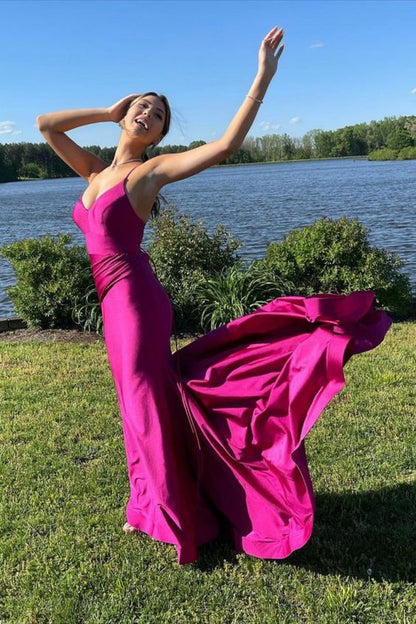 Elegant Hot Pink Mermaid Long Prom Dress    cg22339