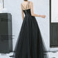 BLACK TULLE LONG A LINE PROM DRESS EVENING DRESS    cg22361