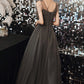 GRAY TULLE LONG A LINE PROM DRESS EVENING DRESS    cg22362