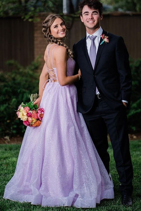 Princess A-line Lavender Long Prom Dress with Lace Up Back      cg22367