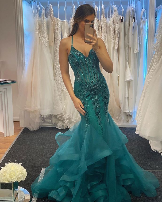 Sexy V-Neck Prom Dresses Long Prom Dresses,Cheap Prom Dresses, Evening