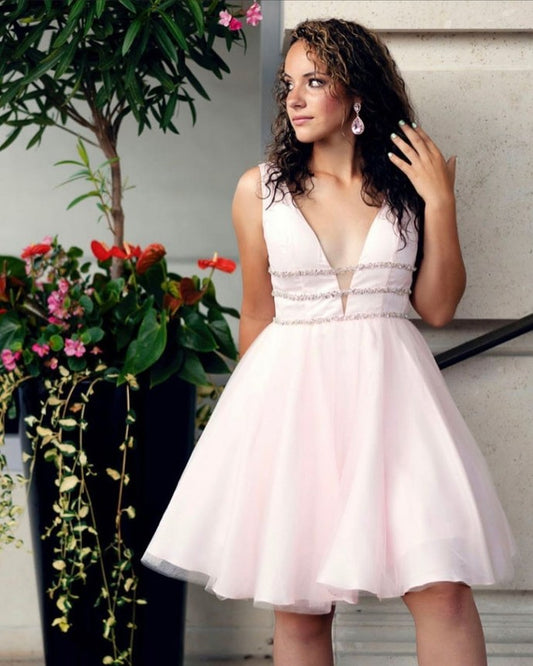 New Arrival V-Neck A-Line Homecoming Dresses,Cheap Homecoming Dresses    cg22371
