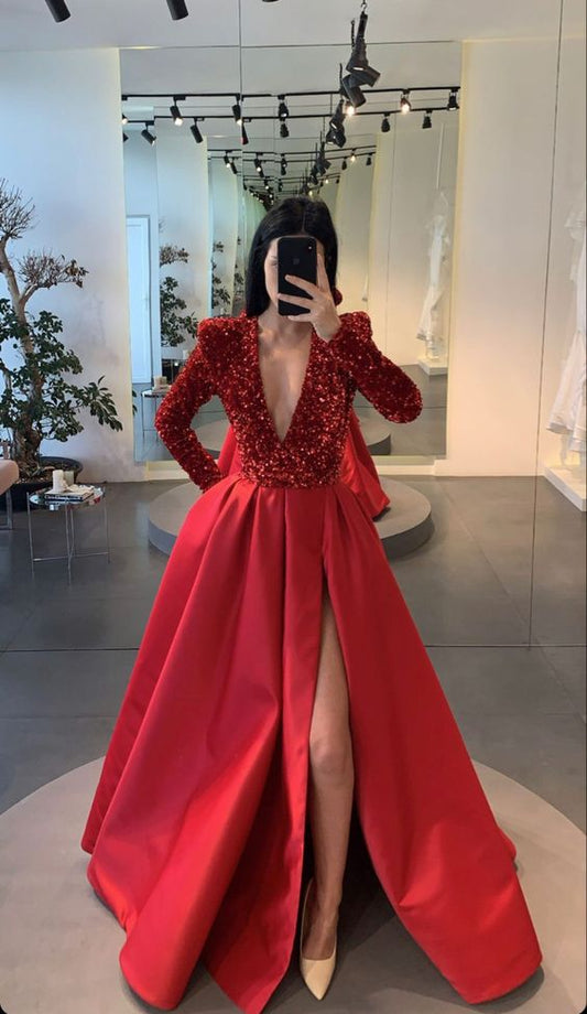 long prom dress Evening Dresses With Long Sleeve long formal dress    cg22399