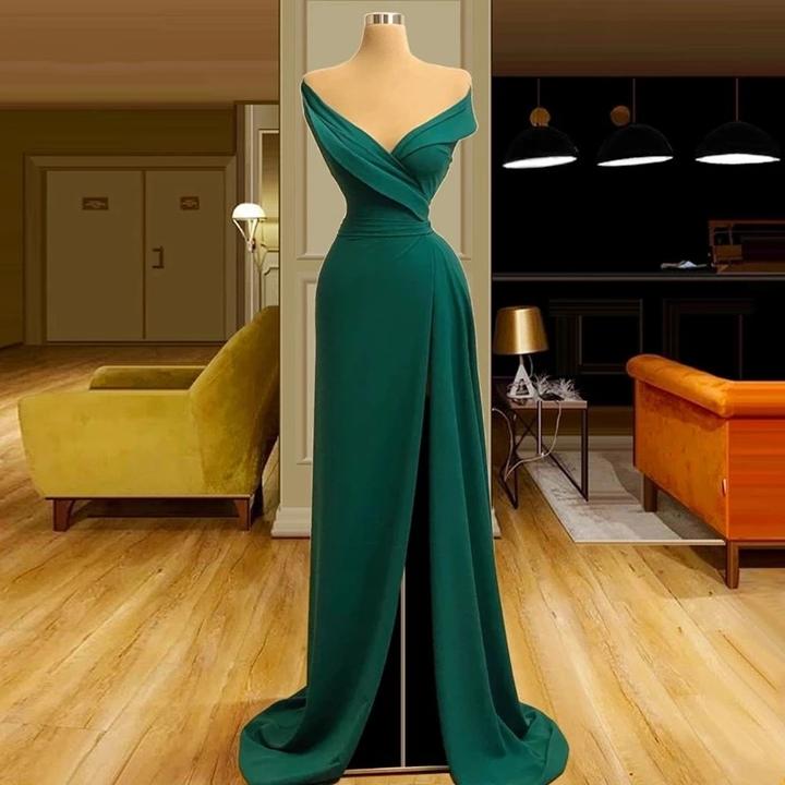 Dark Green Evening Dresses Mermaid Long Fairy Prom Dresses    cg22405