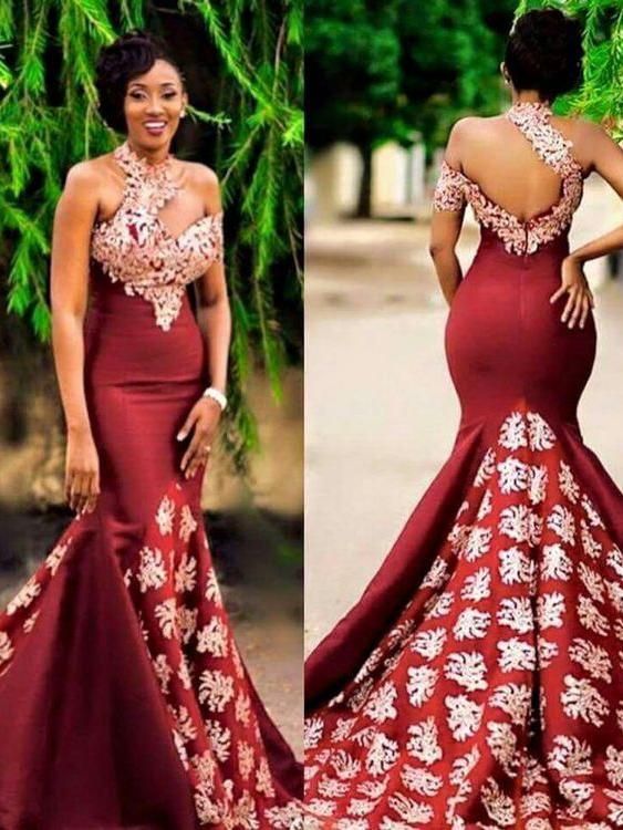New Arrival Ivory Lace Burgundy One Shoulder Mermaid Long Evening Prom Dresses Party Gowns cg2257