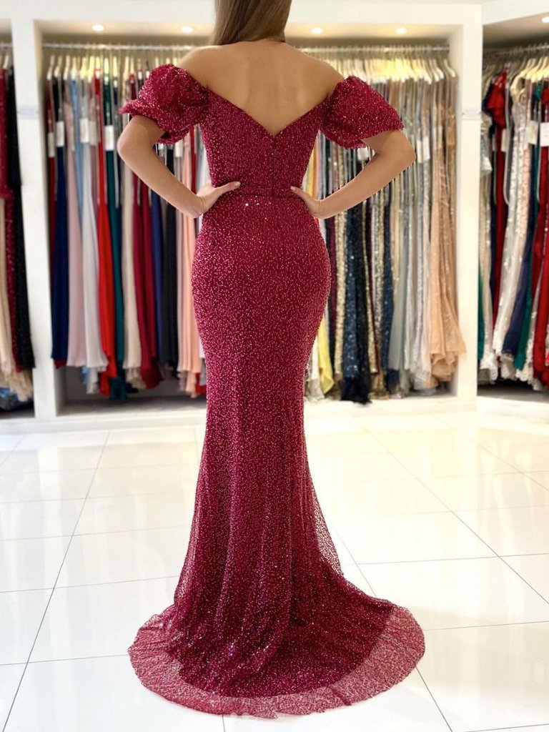 BURGUNDY SWEETHEART MERMAID LONG PROM DRESS BURGUNDY EVENING DRESS    cg22576