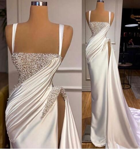 Modest Evening Dress, Sexy Formal Dress, White Evening Dresses Formal Prom Dresses     cg22613