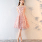 Pink Lace Off Shoulder Short Party Dress Homecoming Dress   cg22641