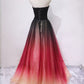 Strapless A Line V Neck Open Back Ombre Long Prom Dresses, Long Ombre Formal Graduation Evening Dresses    cg22660