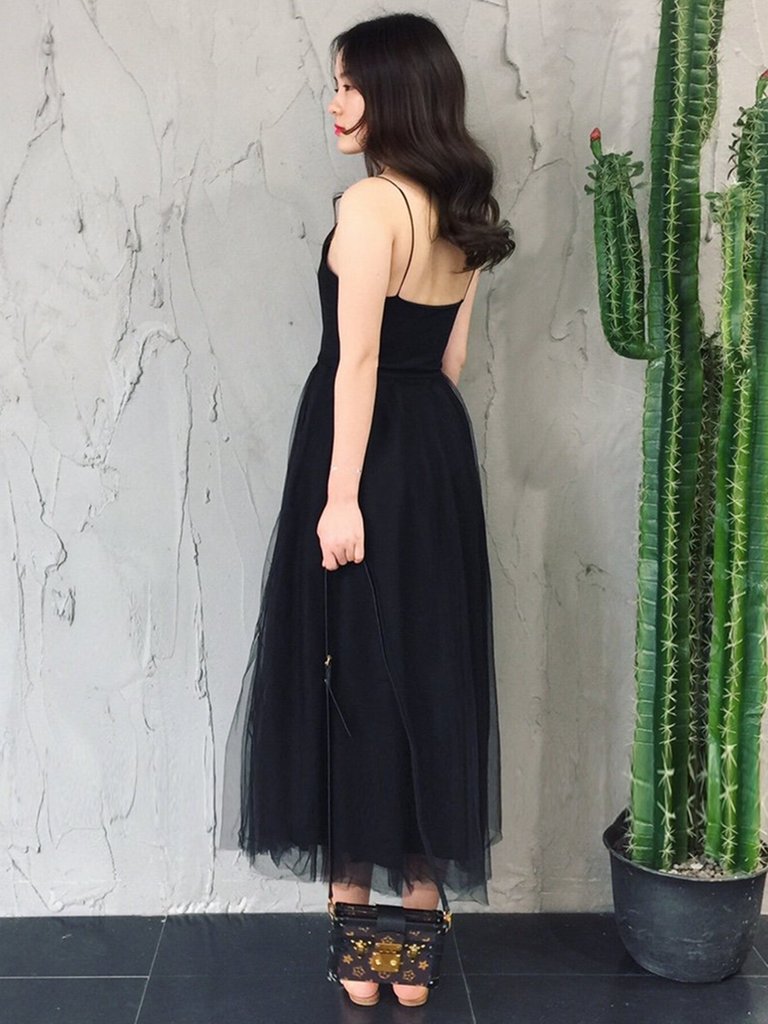 Simple V Neck Open Back Black Tea Length Prom Evening Dresses    cg22661