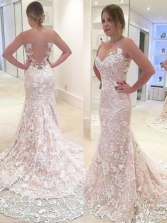 Mermaid Lace Sleeveless Sweetheart Sweep/Brush Train Prom Dresses     cg22717