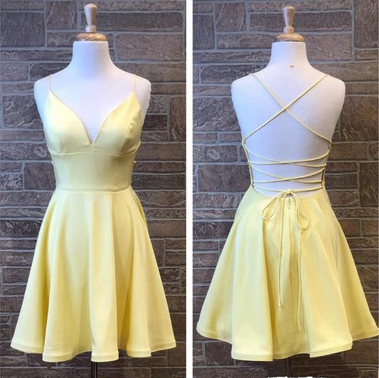 Yellow Short Homecoming Party Dress           cg22747