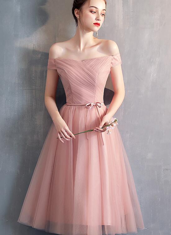 Simple Sweetheart Pink Tulle Off Shoulder Short Homecoming Dress cg229 ...