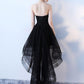 Fashionable High Low Tulle Black Party Dresses, Handmade Lace-Up Formal prom Gowns cg2299