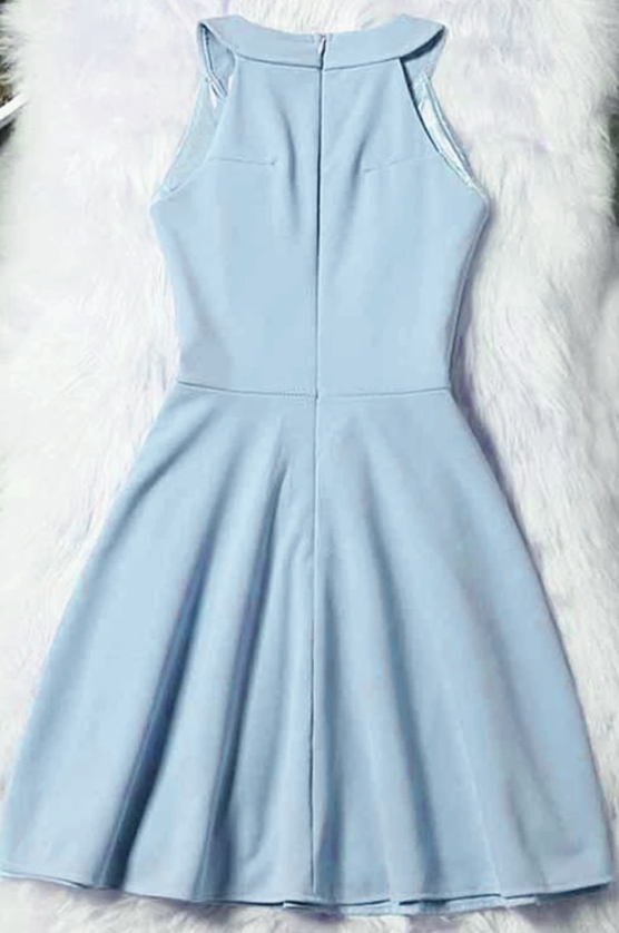 Beautiful Light Blue Short Halter Homecoming Dress       cg23000