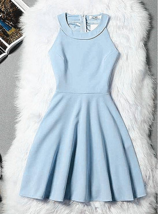 Beautiful Light Blue Short Halter Homecoming Dress       cg23000