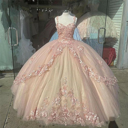 Pink Sparkly Quinceanera Prom Dresses Lace Flower Sweet 16 Tulle Party Ball Gown cg23110 Pink Sparkly Quinceanera Prom Dresses Lace Flower Sweet 16 Tulle Party Ball Gown cg23110