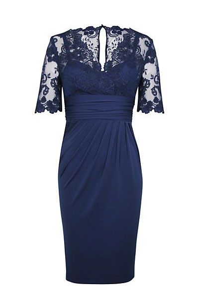 Eleagnt Short Sleeves Empire Navy Blue Short Mother of the Bride homecoming Dress     cg23434
