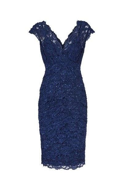 Sexy V Neck Navy Blue Lace Short Mother of the Bride Dress Homecoming Dress      cg23435