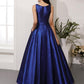 Classic Navy Blue Long Prom Dresses Round Neck Evening Party Dresses cg2346