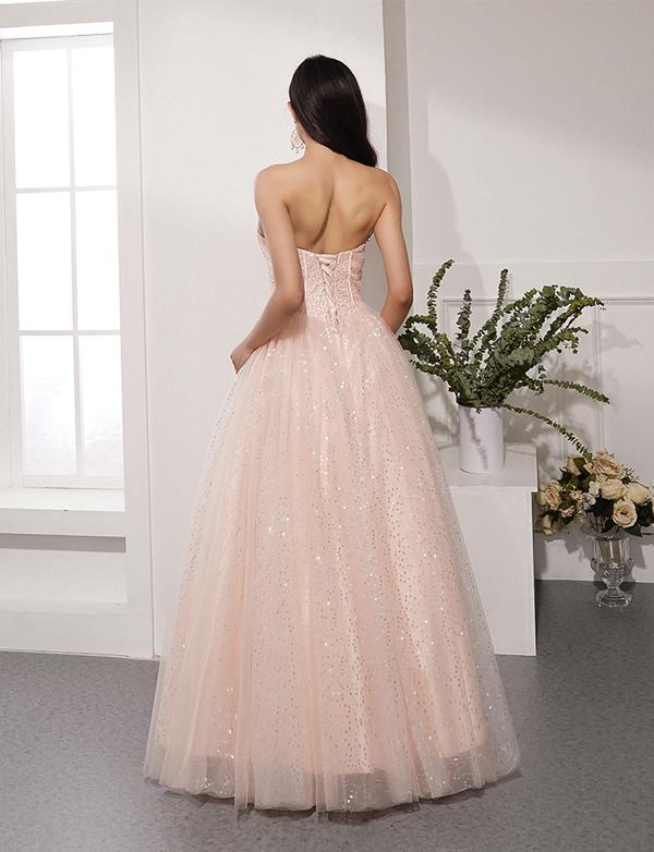 Light Pink Long Prom Dresses Sweetheart Evening Party Dresses Beading cg2348