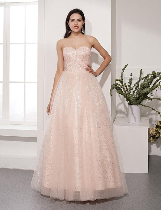 Light Pink Long Prom Dresses Sweetheart Evening Party Dresses Beading cg2348