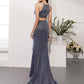 Sexy Mermaid Gray Prom Dresses Halter Evening Dress Split Front cg2352