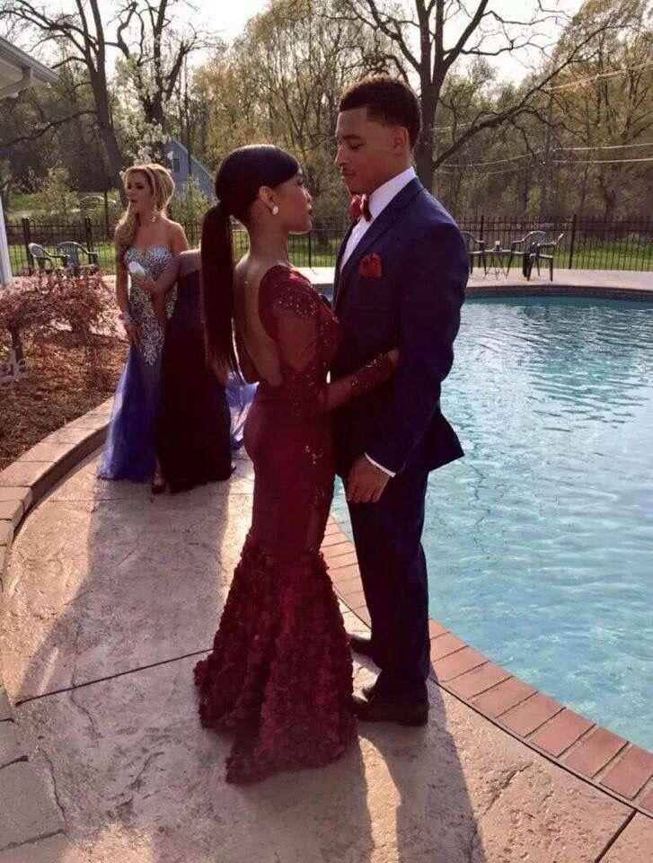 Burgundy 2024 prom couples