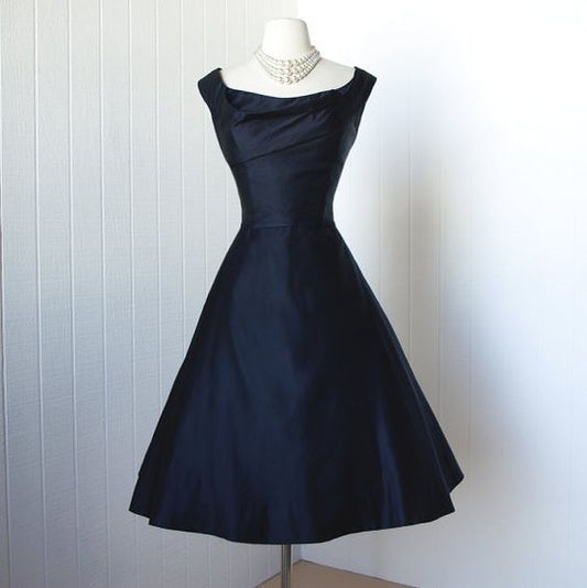 1950S Vintage Dress, Navy Blue Gowns, Mini Short Homecoming Dress           cg23646