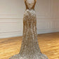 Gold sequins mermaid long prom dress     cg23756