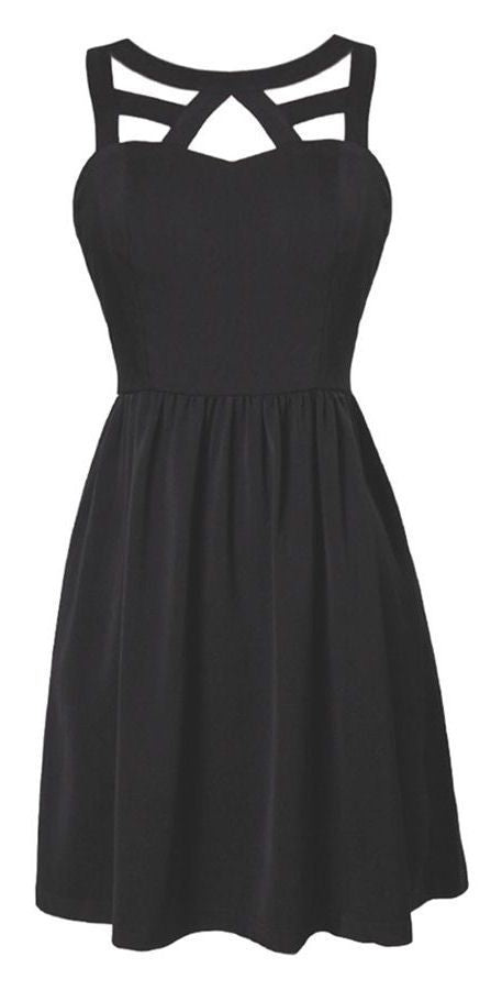 Simple Black Short Homecoming Dress, Sleeveless Formal Dress with Open Back Sexy Evening Dress cg2380