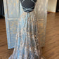 Cute tulle sequins long A line prom dress evening dress       cg23871