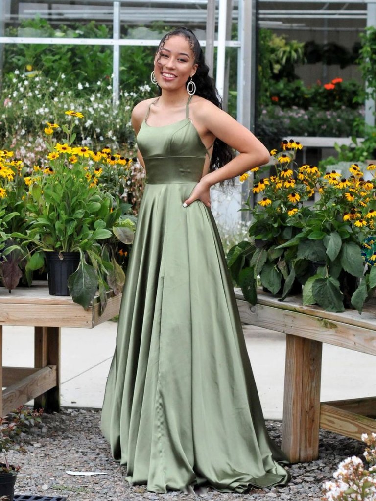 SIMPLE GREEN SATIN LONG PROM DRESS, GREEN EVENING DRESS      cg23967