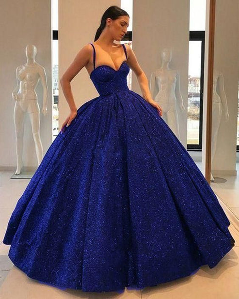 Royal Blue Sequin Ball Gown Prom Dress cg24436 – classygown