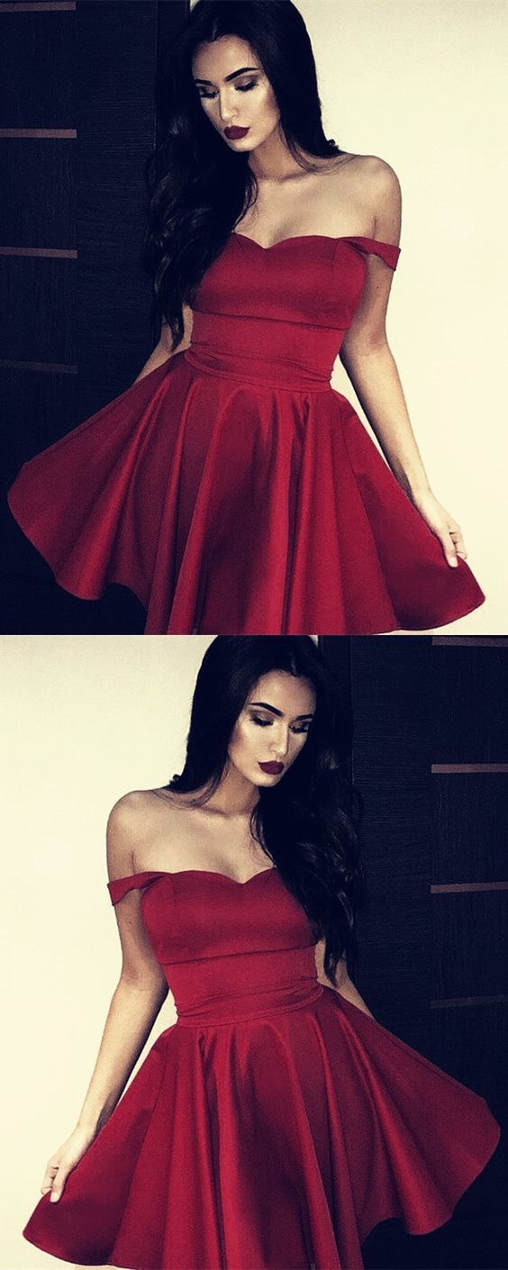 sweetheart homecoming dresses,off shoulder homecoming dress,burgundy homecoming dresses cg2461