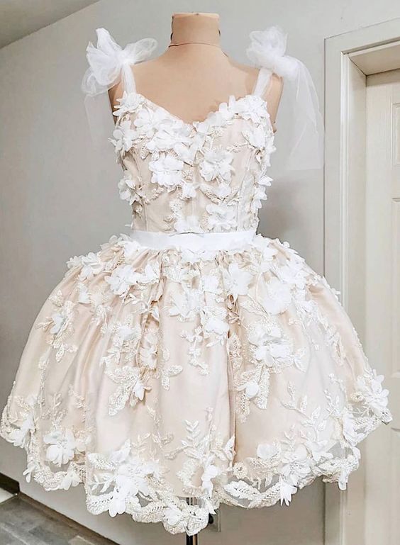 Cute tulle applique short dress, homecoming dress cg2474