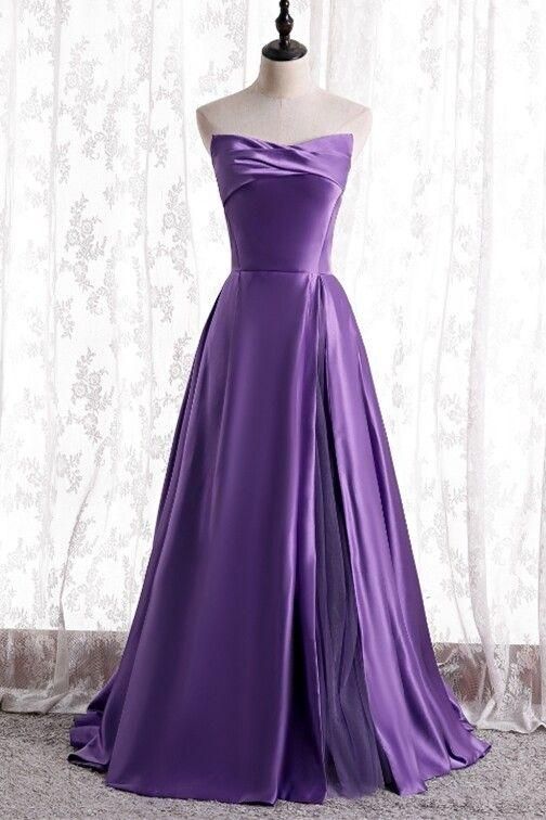 Strapless A-line Purple Long Prom Dress       cg24775