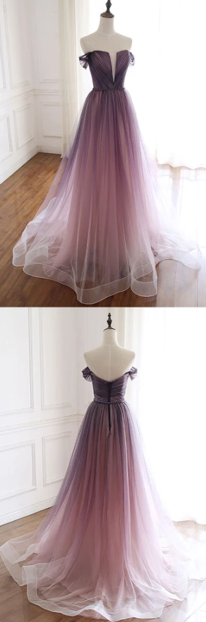 UNIQUE TULLE LONG PROM DRESS, TULLE EVENING DRESS cg2502