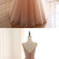CHAMPAGNE TULLE BEADS SEQUIN LONG PROM DRESS, EVENING DRESS cg2503