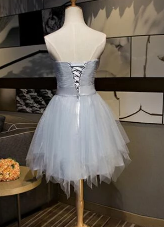 Beautiful Simple Grey Tulle Party Dress With Bow, Lovely Formal homecoming Dress cg2508