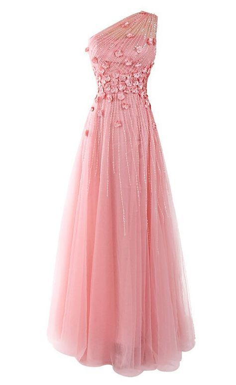 Long Tulle Appliques Prom Dresses,one shoulder Beading party Dresses cg2523