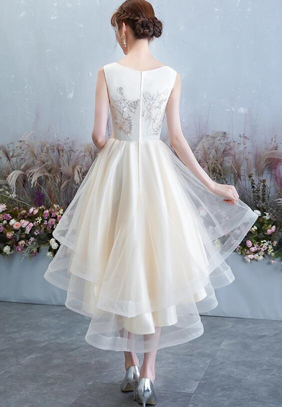 Lovely Round Neckline High Low Party Dress, Tulle homecoming Formal Dress cg2598