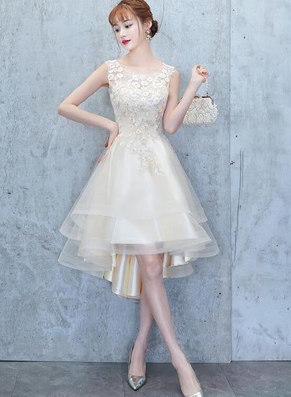 Lovely Round Neckline High Low Party Dress, Tulle homecoming Formal Dress cg2598