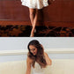 Sexy A-Line Spaghetti Strap V-Neck Short White Lace Homecoming Dresses cg2625
