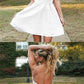 Simple A Line Square Neck Backless Spaghetti Straps White Short Homecoming Dresses cg2630
