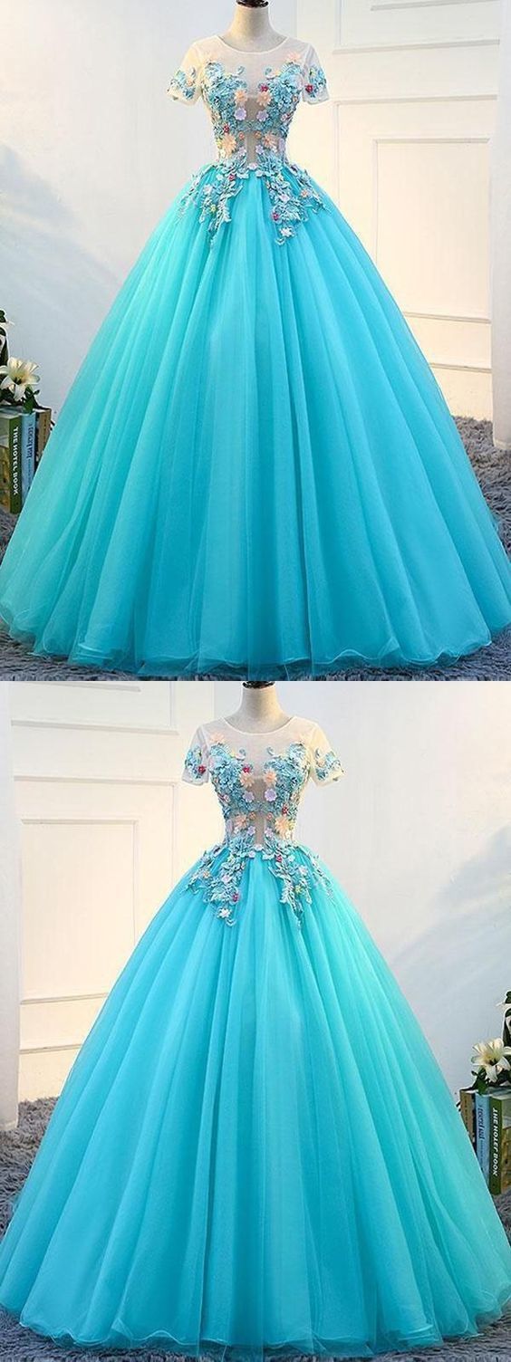 Prom Dresses Long, Ball Gown Scoop Floor-length Tulle Prom Dress/Evening Dress cg2670