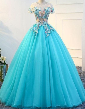 Prom Dresses Long, Ball Gown Scoop Floor-length Tulle Prom Dress/Evening Dress cg2670